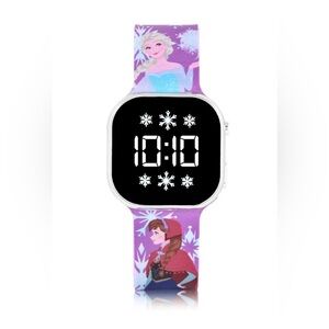 FrozenGirl's Children's LED Watch with Square Case and Printed Silicone Strap